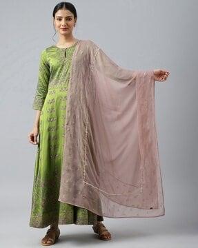 women floral print chiffon dupatta