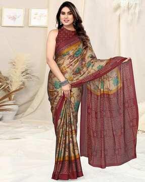 women floral print chiffon saree