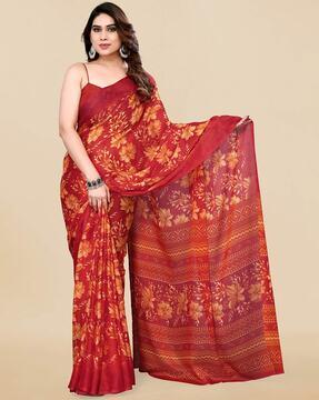 women floral print chiffon saree