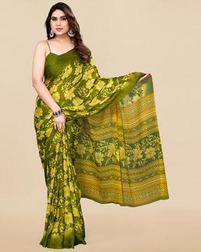 women floral print chiffon saree