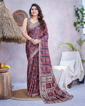 women floral print chiffon saree