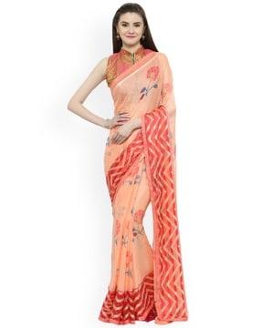 women floral print chiffon saree