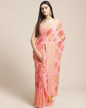 women floral print chiffon saree