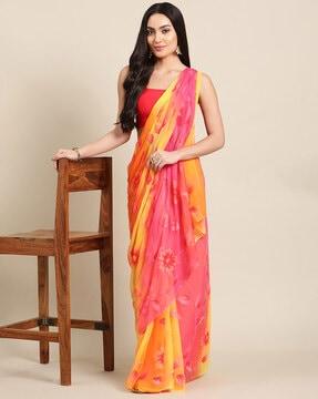 women floral print chiffon saree