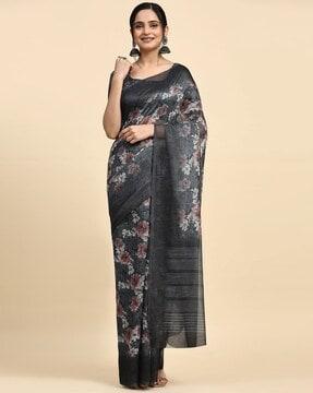 women floral print chiffon saree