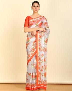 women floral print chiffon saree