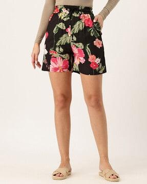 women floral print city shorts