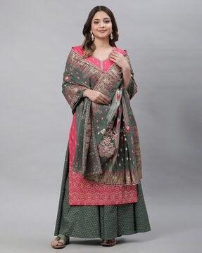 women floral print cotton dupatta