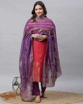 women floral print cotton dupatta