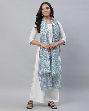 women floral print cotton mulmul stole