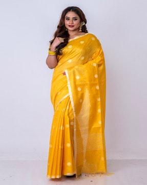 women floral print cotton saree with tassels