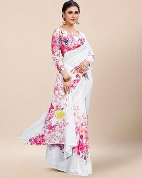 women floral print cotton saree