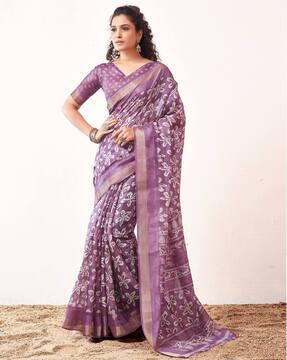 women floral print cotton saree