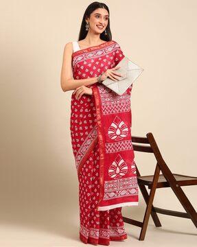 women floral print cotton saree