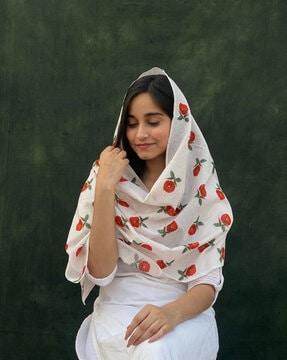 women floral print cotton scarf