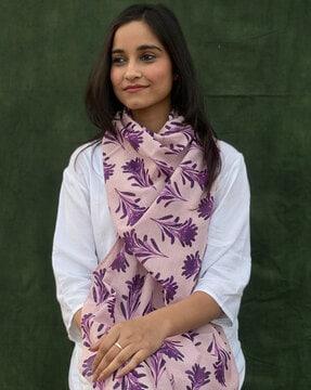 women floral print cotton scarf