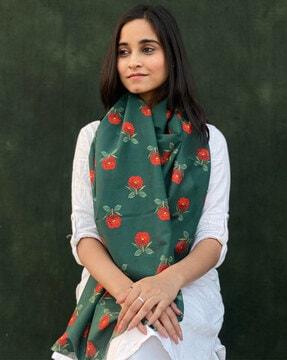 women floral print cotton scarf