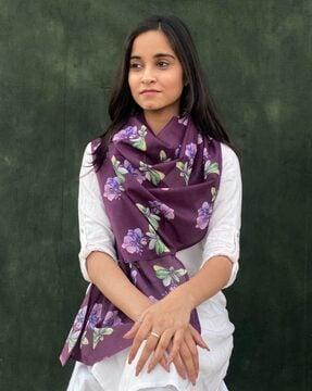 women floral print cotton scarf