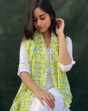 women floral print cotton scarf