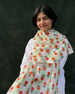 women floral print cotton scarf