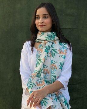 women floral print cotton scarf