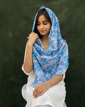 women floral print cotton scarf