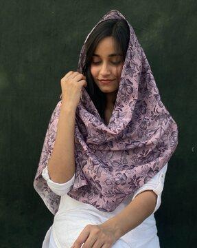 women floral print cotton scarf