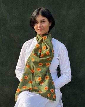 women floral print cotton scarf