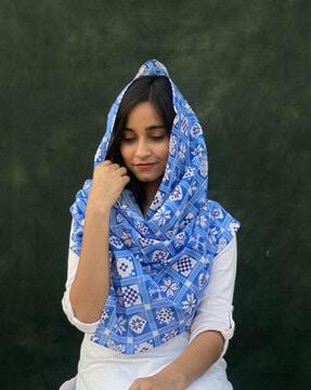 women floral print cotton scarf