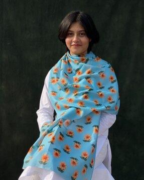 women floral print cotton scarf
