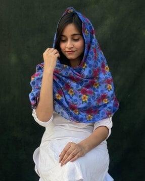 women floral print cotton scarf