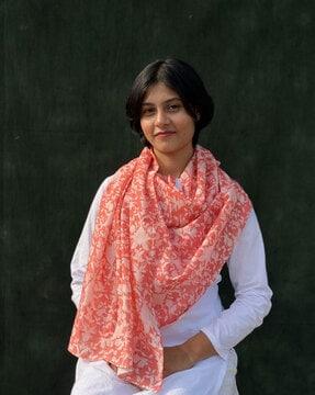 women floral print cotton scarf