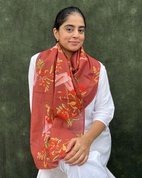 women floral print cotton scarf