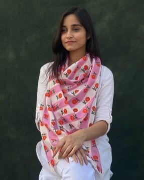 women floral print cotton scarf