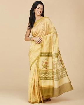 women floral print cotton silk saree