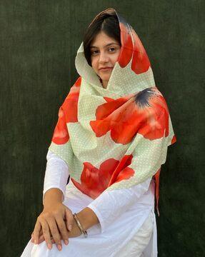 women floral print cotton stole