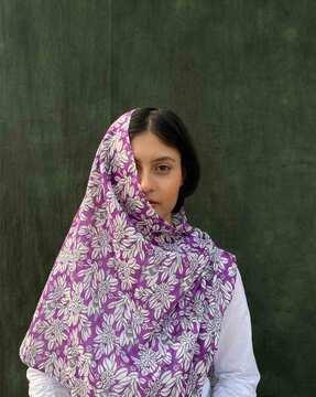 women floral print cotton stole