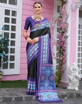 women floral print crepe saree