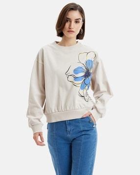 women floral print crew-neck sweatshirt