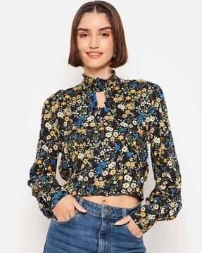 women floral print crop top