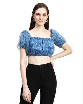 women floral print crop top