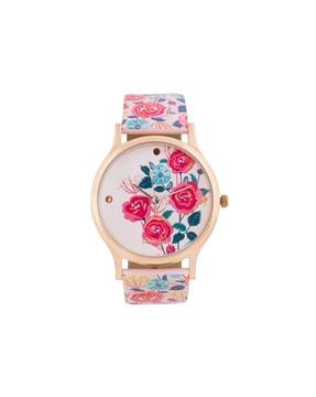 women floral print dial analogue watch