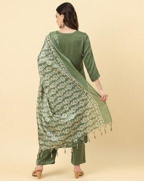 women floral print dupatta with tassels