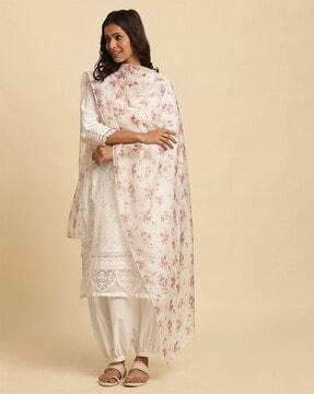 women floral print dupatta