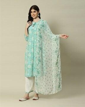 women floral print dupatta