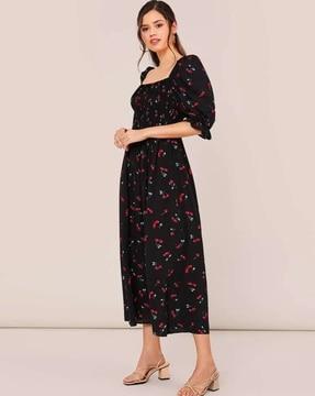 women floral print fit & flare dress