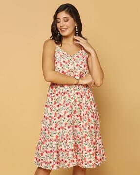 women floral print fit & flare dress