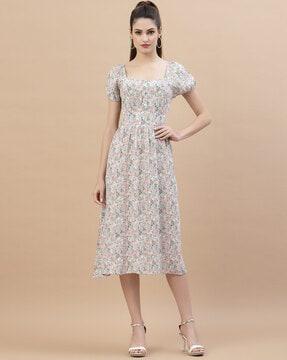 women floral print fit & flare dress