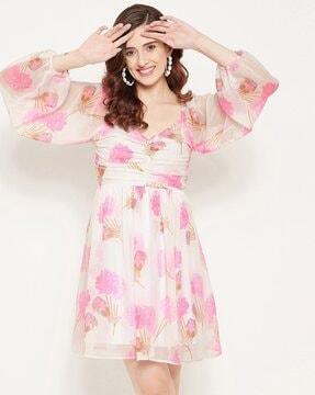 women floral print fit & flare dress