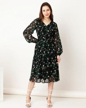 women floral print fit & flare dress